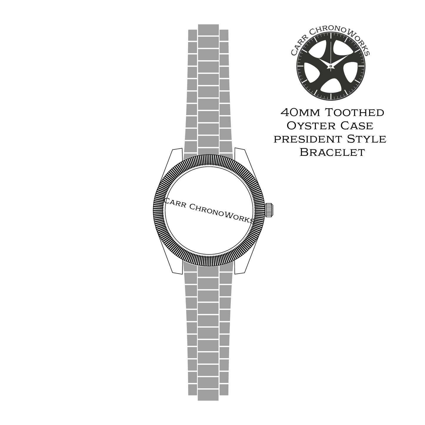 Custom Built 40mm / 36mm Toothed Oyster Style Watch